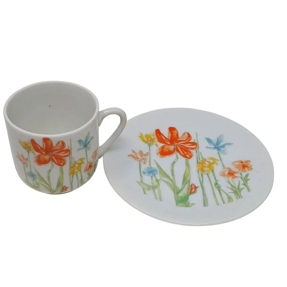 5 Tivoli Toscany Japan Fine China Demitasse Cup & Saucer Set Floral Vintage #WS5